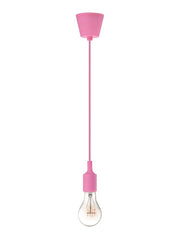Pendul roz fucsia din silicon cu fir din material textil Swing