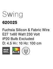 Pendul roz fucsia din silicon cu fir din material textil Swing