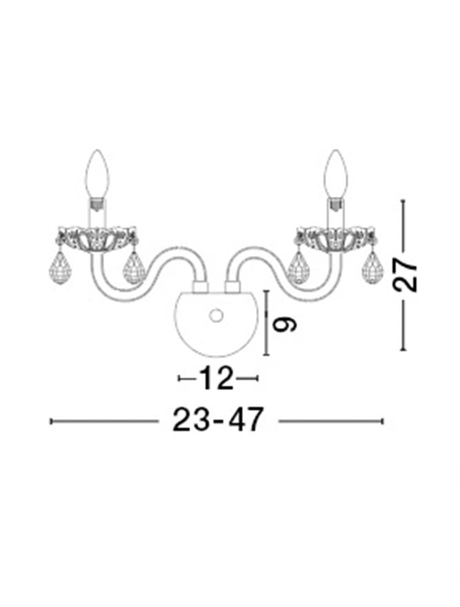 Aplica de perete din aluminiu cromat cu sticla si cristale K9 Venezia