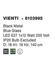 Pendul din metal si sticla albastra VIENTI