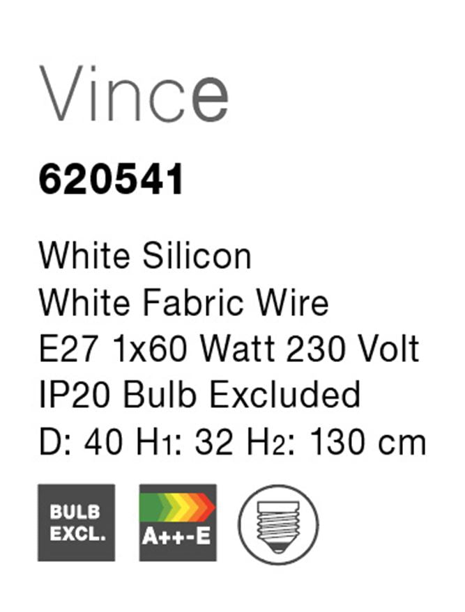 Lustra din silicon alba cu fir textil Vince