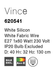 Lustra din silicon alba cu fir textil Vince