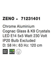 Lustra din aluminiu cromat, sticla si cristale K9 conac Zeno
